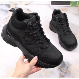 Black Big Star KK274356 sports women's black platform boots 1