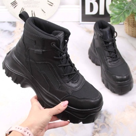 Black Big Star KK274371 women's platform boots 1