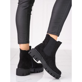 Women's Chelsea boots on the Shelovet platform made of ecological suede black 1
