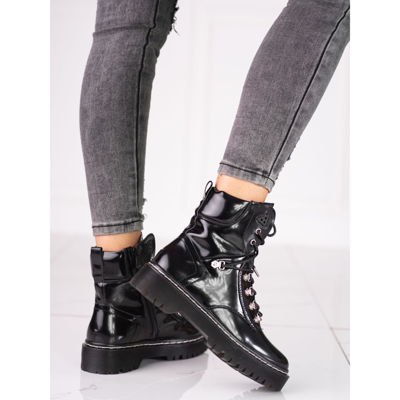 Shelovet women's workers with lacing black 1