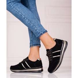 Women's leather sneakers on the Shelovet platform black 2