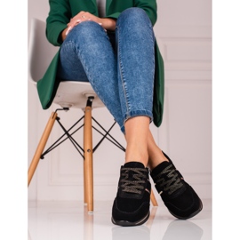 Women's leather sneakers on the Shelovet platform black 1