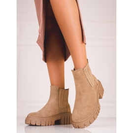 Beige suede women's Shelovet Chelsea boots brown 1