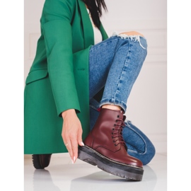 Women's maroon Shelovet workers laced up on the platform red 1