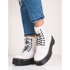 Women's white Shelovet bags laced up on the platform 1