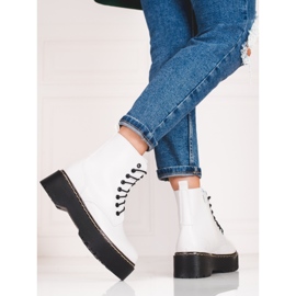 Women's white Shelovet bags laced up on the platform 2