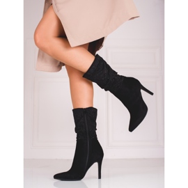 Elegant women's boots on a Shelovet heel black 1