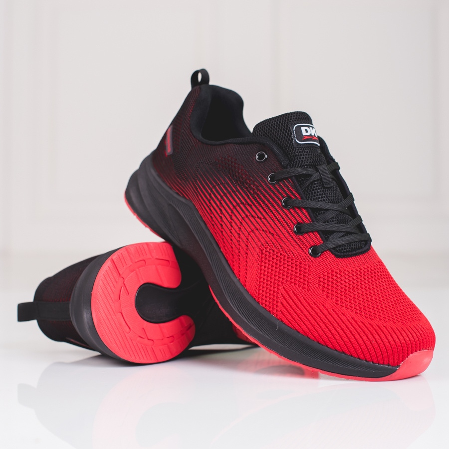 DK two tone lace up sports shoes black red KeeShoes