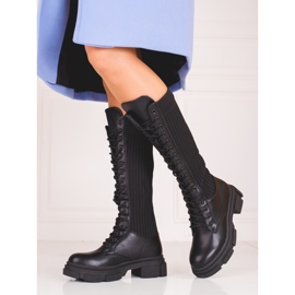 Women's lace-up boots with a flexible Shelovet upper black 1 Women's lace-up boots with a flexible Shelovet upper black 1