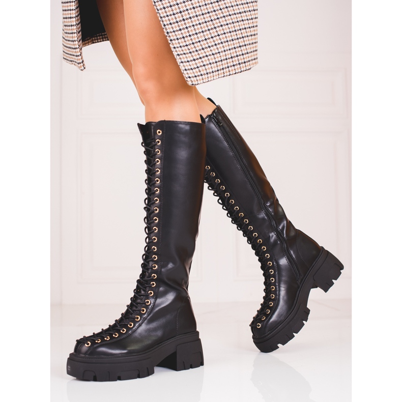 High, laced women's Shelovet boots black 2