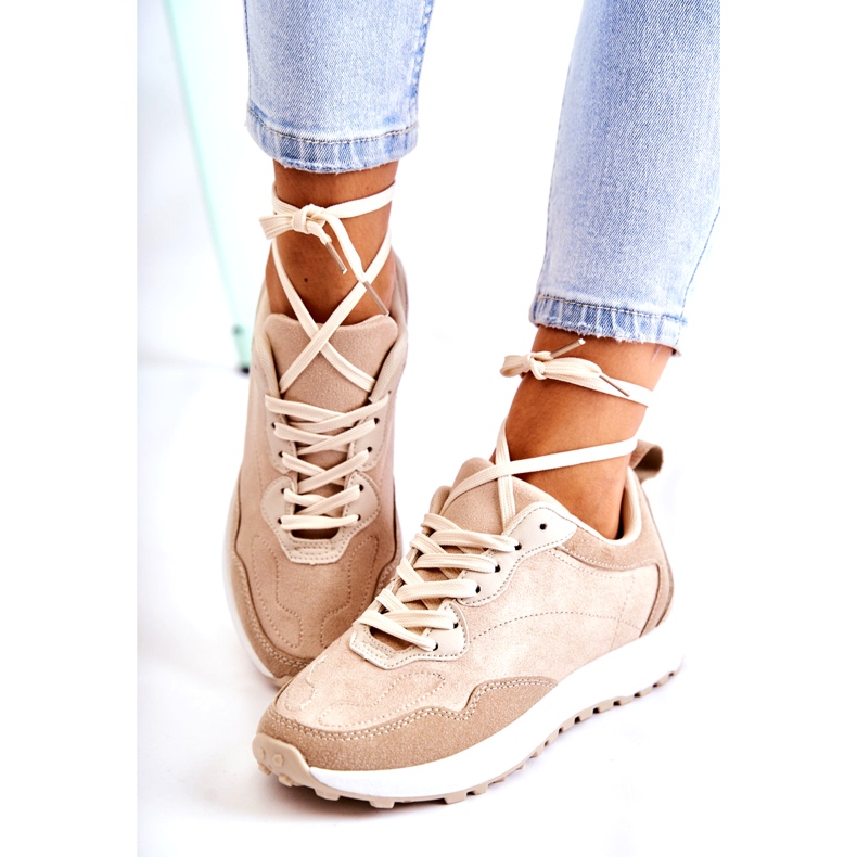 PG1 Women's Suede Sports Shoes Beige Nayla 1