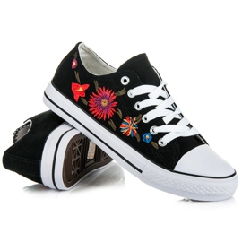 Lace-up sneakers with patches black 1