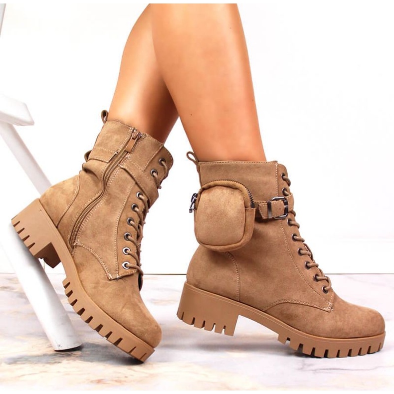 Trappers with a pocket, insulated suede Jezzi W JEZ370 beige 1