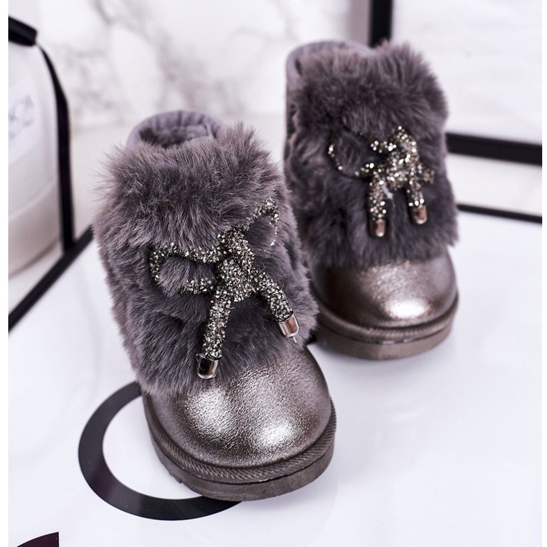 Children's Snow Boots With Fur Dark Gray Aurora 20228-1B / 2B grey 2