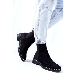 PG1 Suede Booties Chelsea Boots With Pearls Black Jilanna 8335 BLK 2