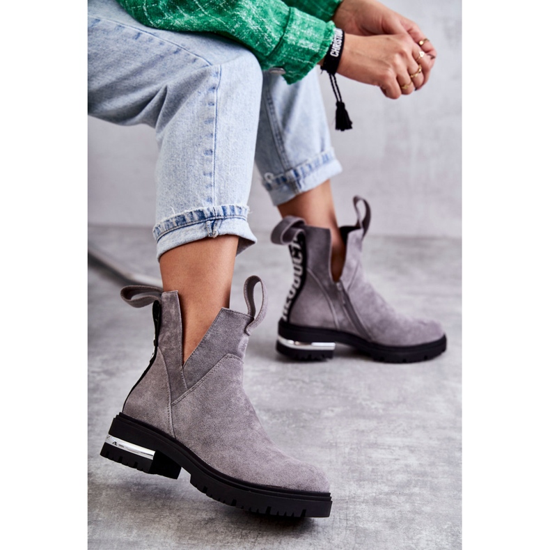 PS1 Suede Boots With Cutouts Gray Elvera NC1278 grey 2