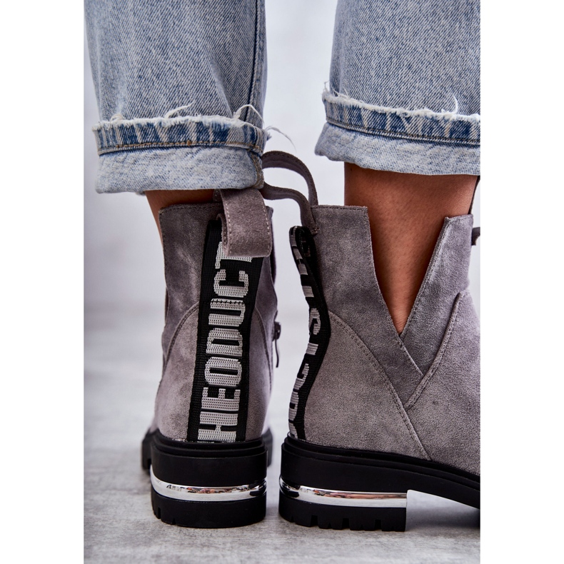 PS1 Suede Boots With Cutouts Gray Elvera NC1278 grey 3