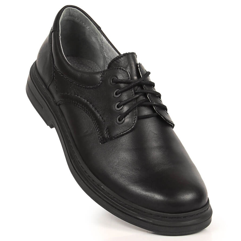 Comfortable black leather lace-up shoes for men Helios 1