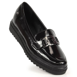 Lacquered women's moccasins on the black Vinceza platform 1