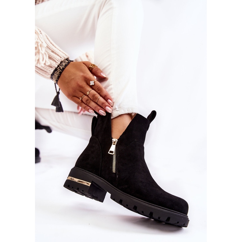 PG1 Black Klarissa Suede Booties With Cutouts 1