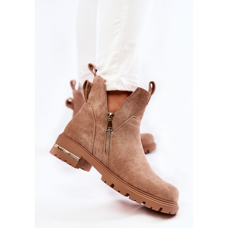 PG1 Suede boots with cutouts Beige Klarissa 2