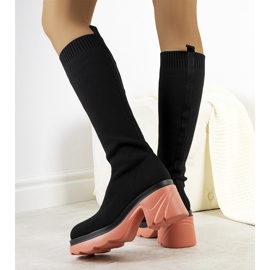 Producent Niezdefiniowany Black boots on pink Natale soles 1
