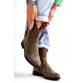 S.Barski Women's Suede Flat Heel Boots Green Fiorenz HY66-66 3 S.Barski Women's Suede Flat Heel Boots Green Fiorenz HY66-66 3