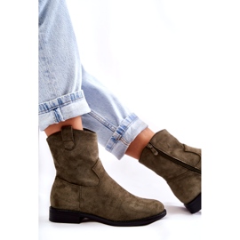 S.Barski Women's Suede Flat Heel Boots Green Fiorenz HY66-66 2 S.Barski Women's Suede Flat Heel Boots Green Fiorenz HY66-66 2