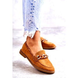 FB2 Women's Suede Loafers With A Chain Camel Nolie brown 1