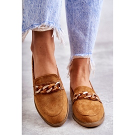 FB2 Women's Suede Loafers With A Chain Camel Nolie brown 3