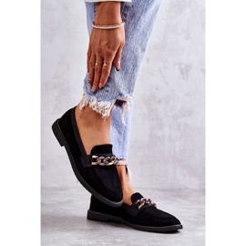 FB2 Women's Suede Loafers With A Chain Black Nails 3