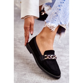 FB2 Women's Suede Loafers With A Chain Black Nails 4