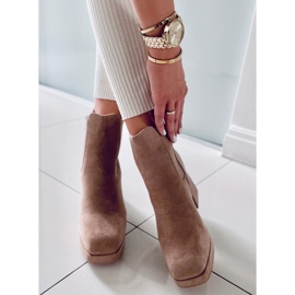 BM Ciara Khaki wide heel boots beige 1