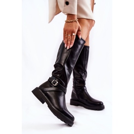 PG1 Women's Leather Boots With A Belt Black Liese 1