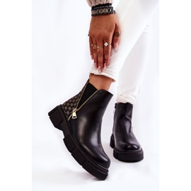 PG1 Women's Leather Boots With Decorative Zipper Black Lorra 1