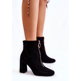 PG1 Suede Boots On High Heel With A Decorative Zipper Black Lisette 2