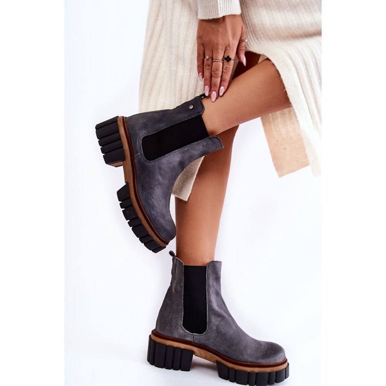 Leather Boots Workers Maciejka Gray 05312-03 grey 2