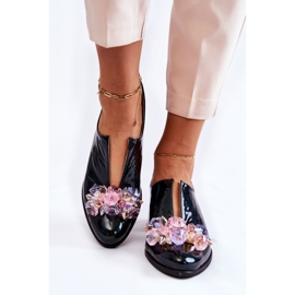 PA2 Varnished Mosaic Shoes With Transparent Green Delaver Decoration 1
