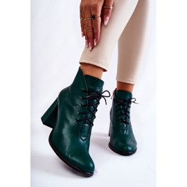 PA2 Women's leather boots on a green post 1
