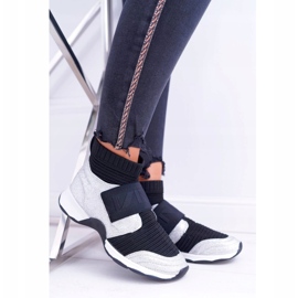 Women's Sport Shoes Lu Boo With Sock Silver Glitter Phantom HT9022 black 2 Women's Sport Shoes Lu Boo With Sock Silver Glitter Phantom HT9022 black 2