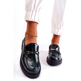 Lemar Women's leather shoes varnished with a silver decoration green 1 Lemar Women's leather shoes varnished with a silver decoration green 1