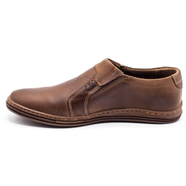 Polbut Men's moccasin shoes made of leather 334 brown 3