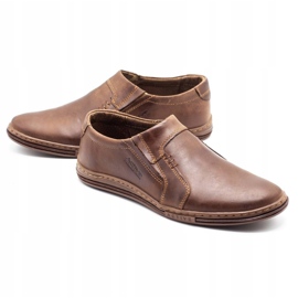 Polbut Men's moccasin shoes made of leather 334 brown 2