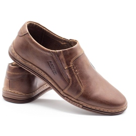 Polbut Men's moccasin shoes made of leather 334 brown 1