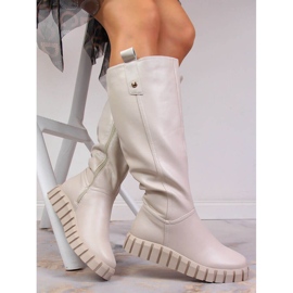Women's flat insulated beige boots Potocki 1