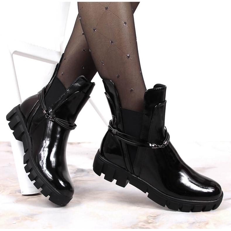 Black Vinceza slip-on boots with removable ornament 1