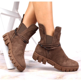 Brown Vinceza slip-on boots with removable ornament 1