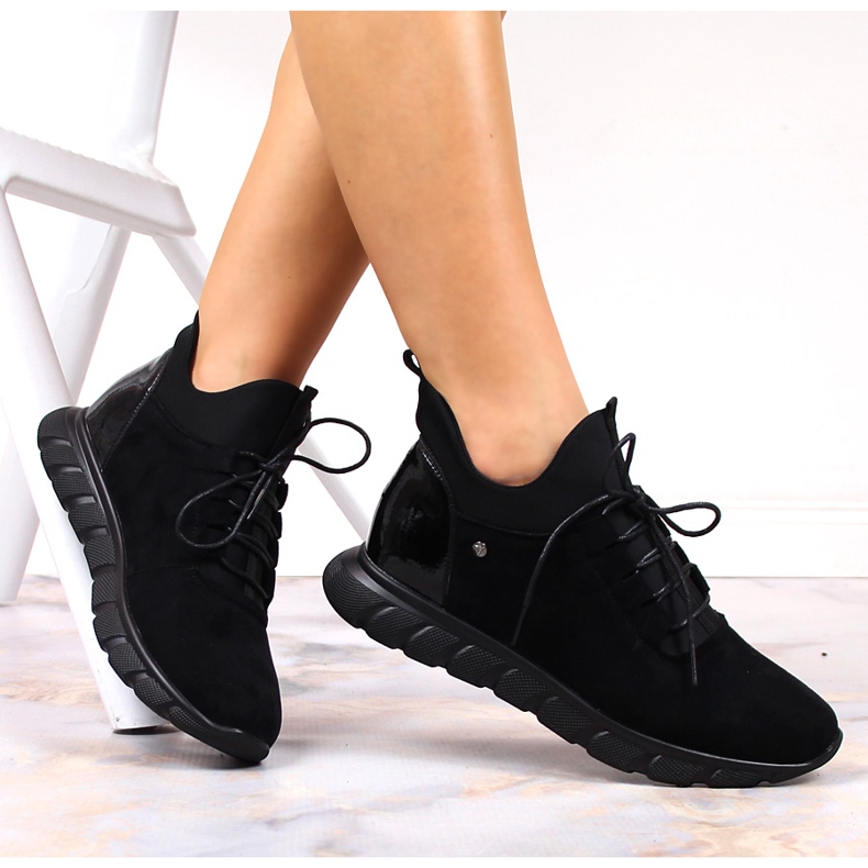 Women's black suede slip-on boots from Vinceza 1
