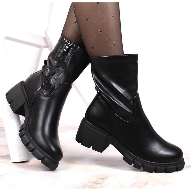 Black Jodhpur boots with a high heel and platform, black Jezzi 1