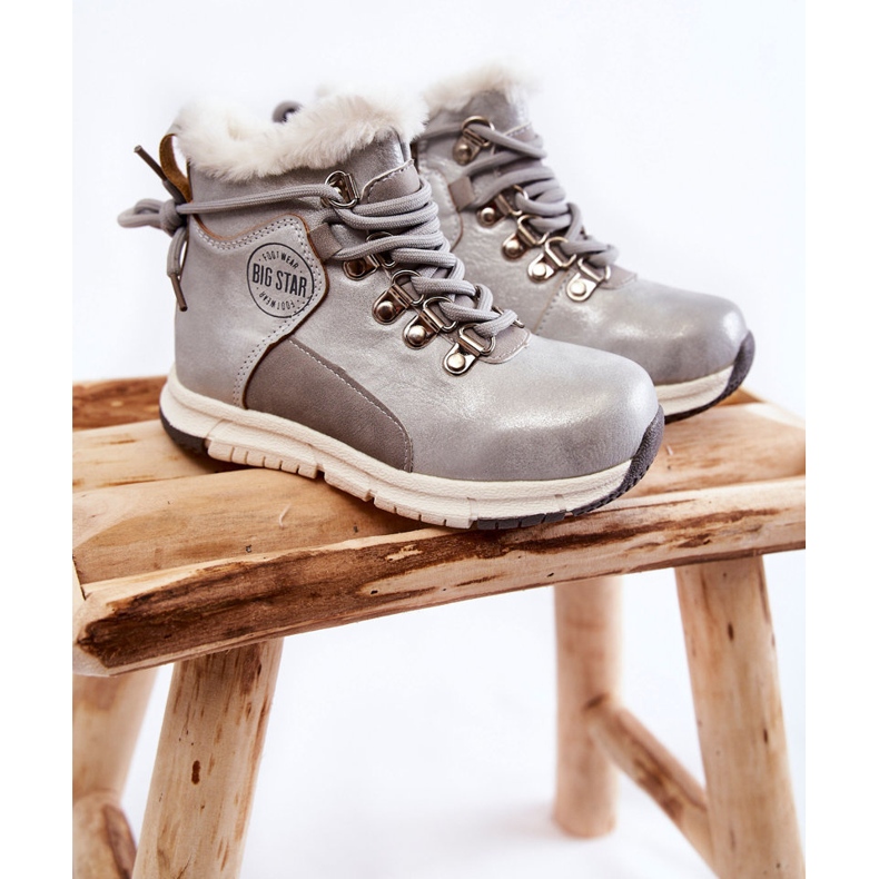 Children's insulated boots with a zipper Big Star KK374178 Silver 1